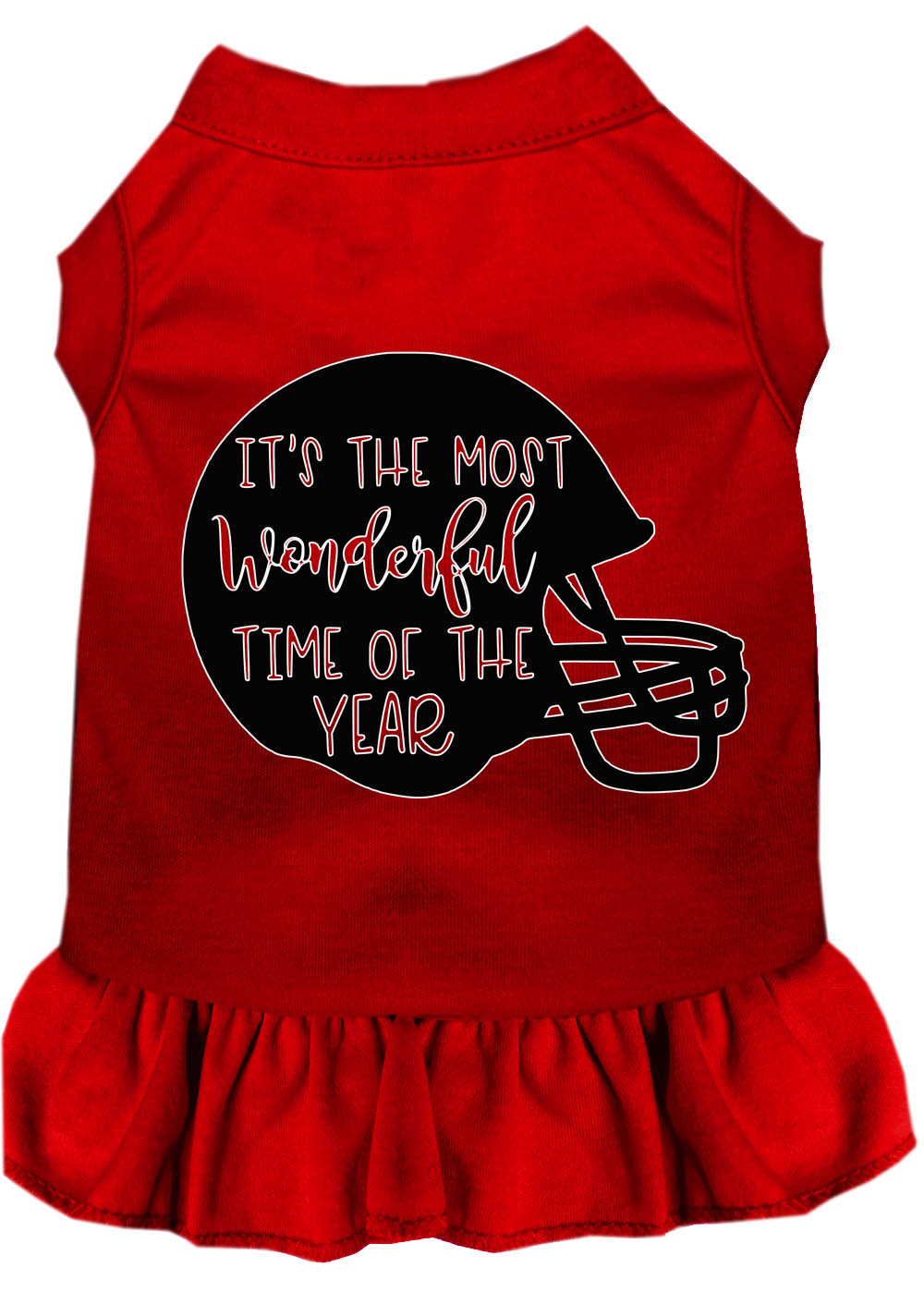Most Wonderful Time of the Year (Football) Screen Print Dog Dress Red Lg